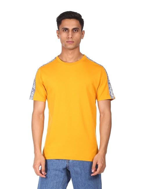 aeropostale yellow cotton regular fit t-shirt