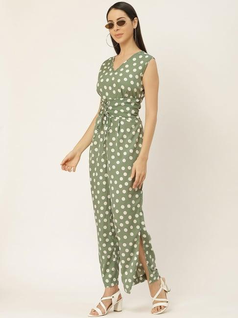 belle fille green polka dot jumpsuit