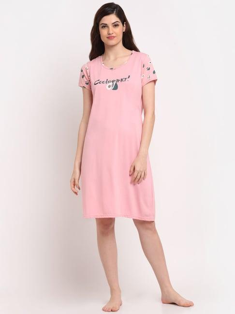 kanvin pink graphic print night dress