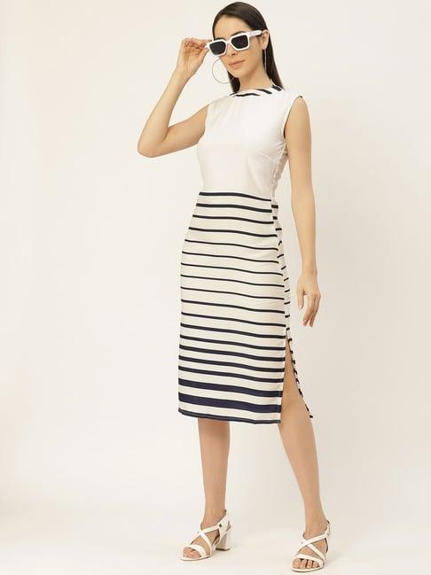 belle fille white striped dress