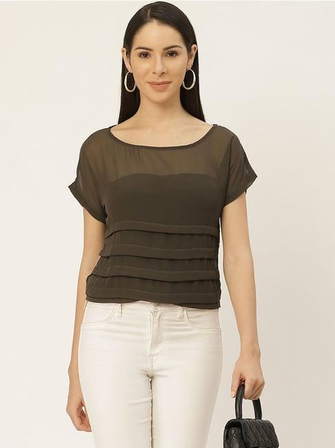 belle fille olive regular fit top