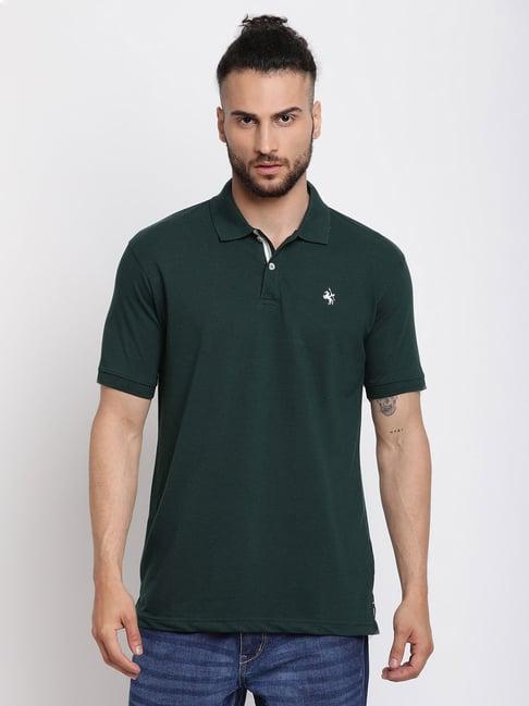 cantabil bottle green regular fit polo t-shirt