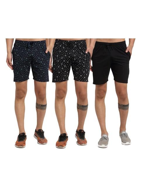 vimal jonney multicolor mid rise cotton shorts (pack of 3)