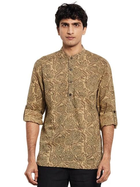 fabindia beige floral print kurta