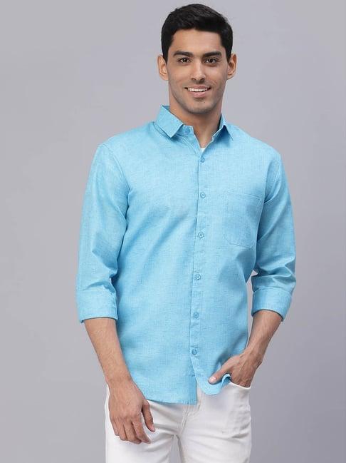 neudis turquoise full sleeves cotton shirt