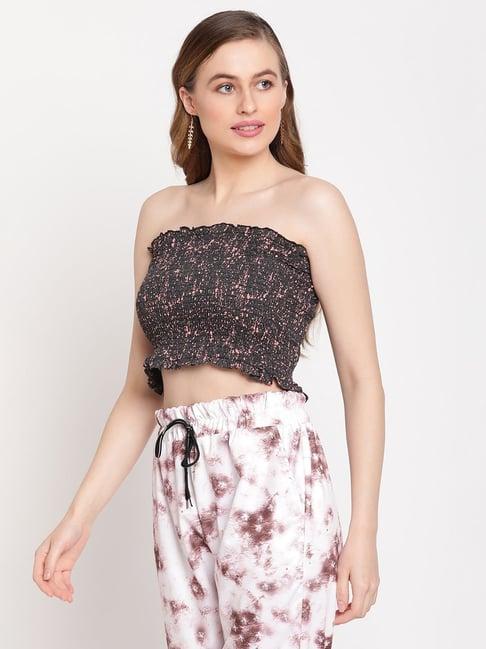 tag 7 black & pink printed tube top