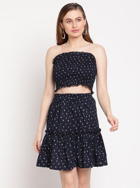 tag 7 navy cotton printed tube top