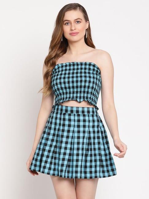 tag 7 blue chequered tube top