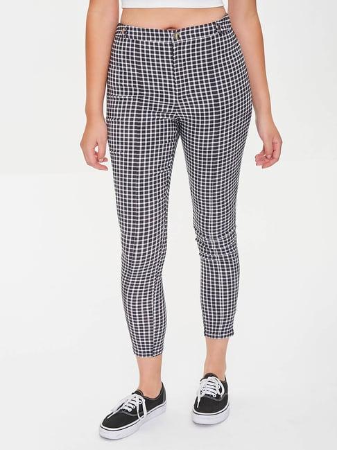 forever 21 black & white checks trousers