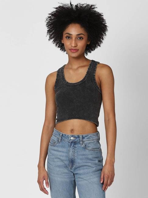 forever 21 grey slim fit crop top