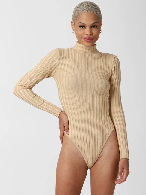 forever 21 beige regular fit bodysuit