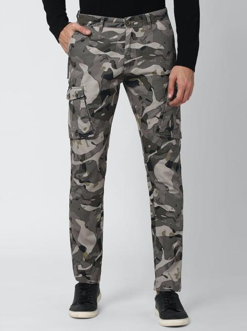 peter england grey cotton regular fit printed cargos