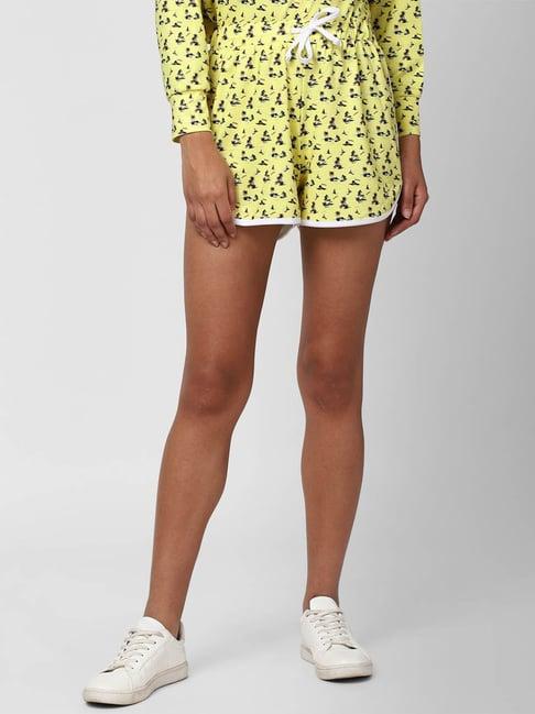 forever 21 yellow print shorts