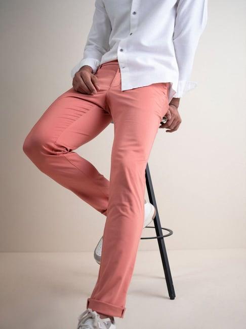 andamen peach cotton regular fit chinos