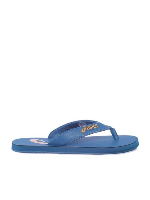 asics men's zorian as sea blue flip flops