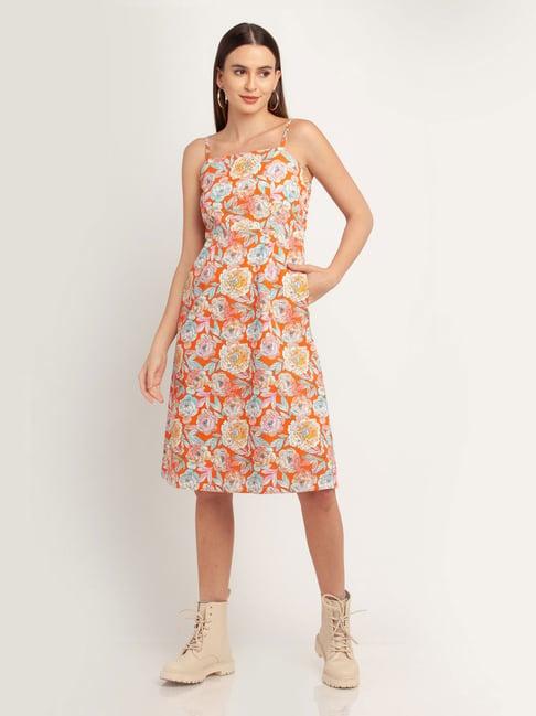 zink london orange floral print dress