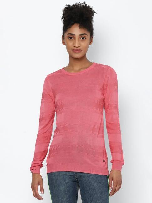 solly by allen solly pink striped t-shirt