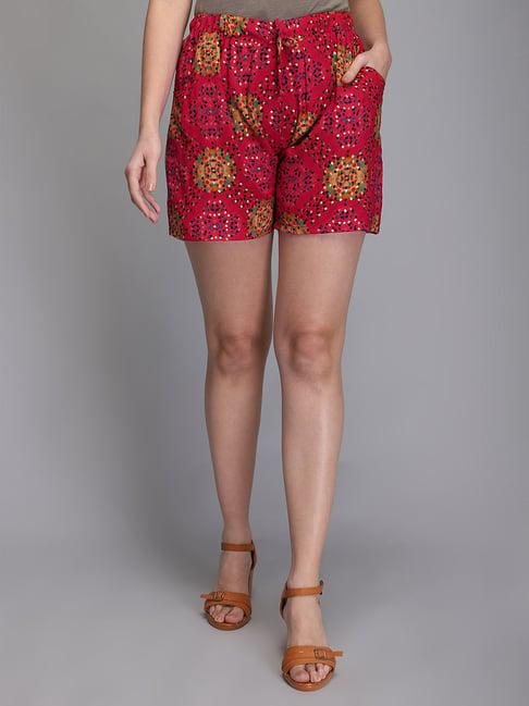 aditi wasan dark pink printed shorts