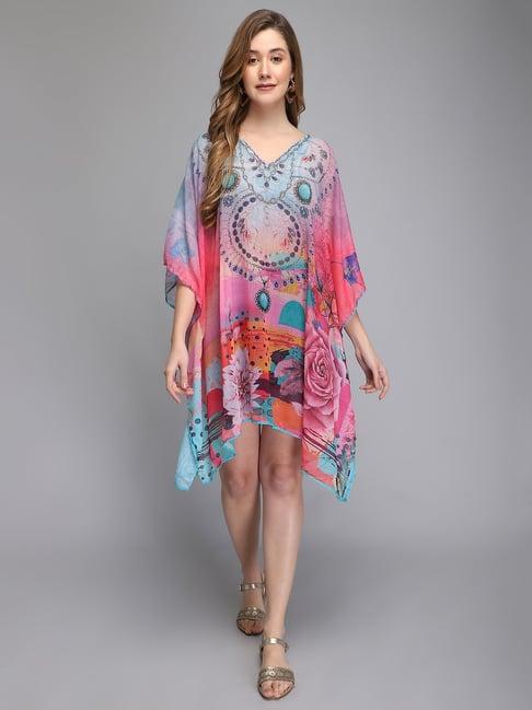 aditi wasan multicolor printed kaftan dress