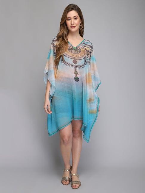 aditi wasan multicolor printed kaftan dress