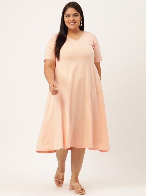 therebelinme peach below knee a-line dress