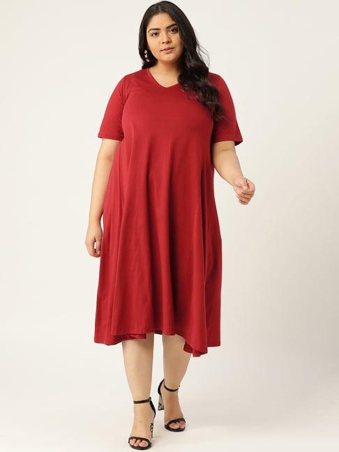 therebelinme maroon below knee a-line dress