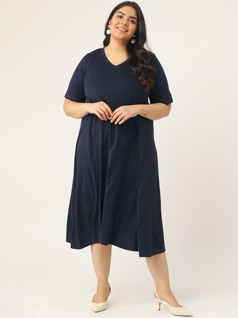 therebelinme navy below knee a-line dress