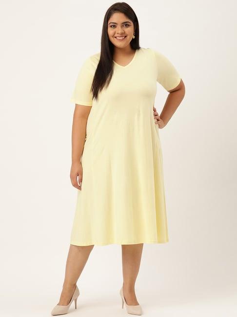 therebelinme yellow below knee a-line dress