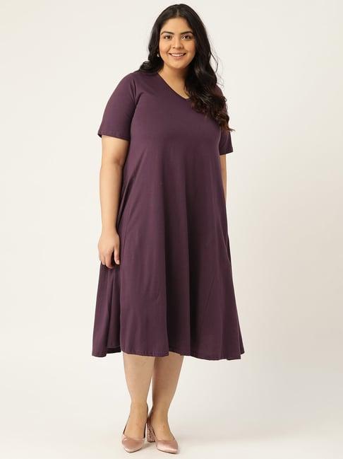 therebelinme purple below knee a-line dress