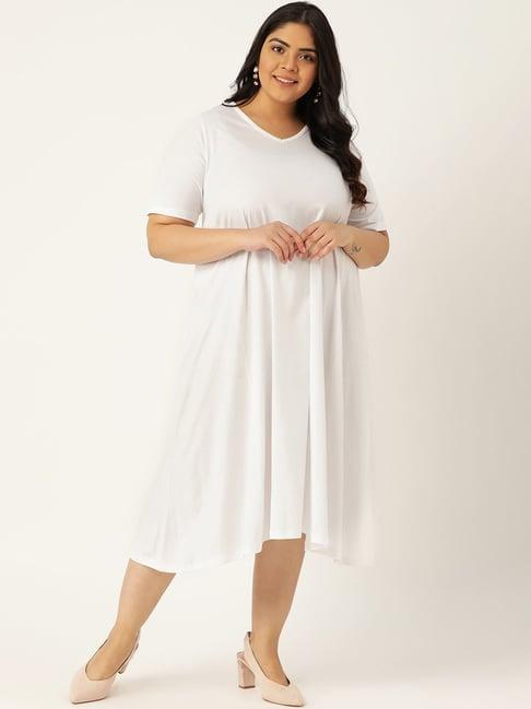 therebelinme white below knee a-line dress