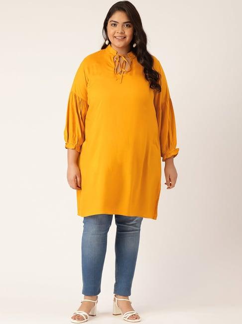 therebelinme mustard a-line tunic