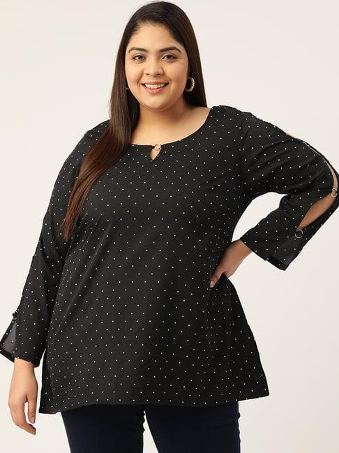 therebelinme black printed a-line tunic