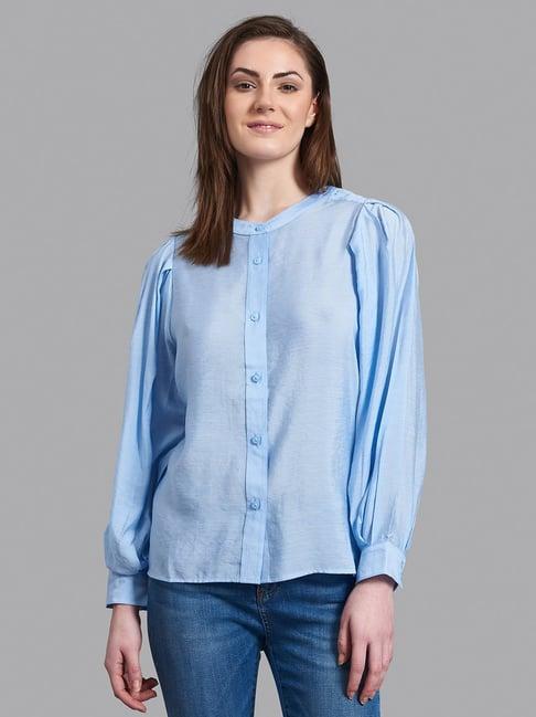 beverly hills polo club blue band neck shirt