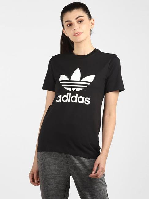 adidas originals black trefoil printed t-shirt