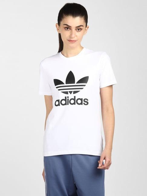 adidas originals white trefoil printed t-shirt