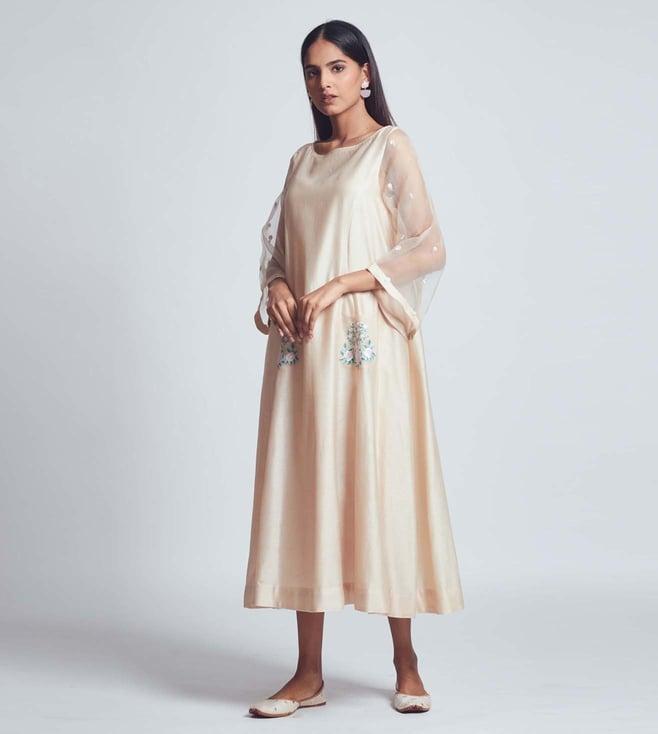 sheetal batra aysa soft beige two layer dress