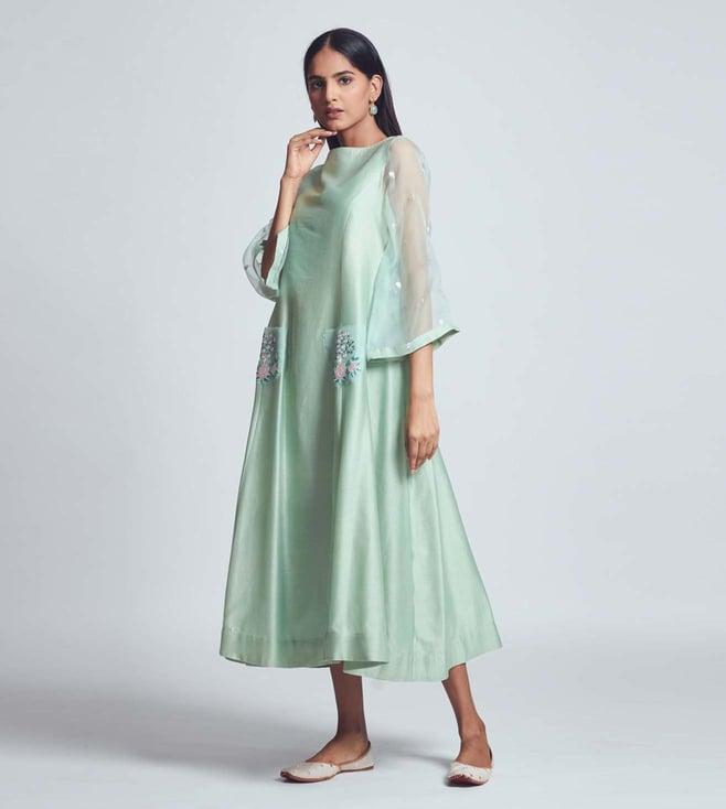 sheetal batra aysa sage green two layer dress