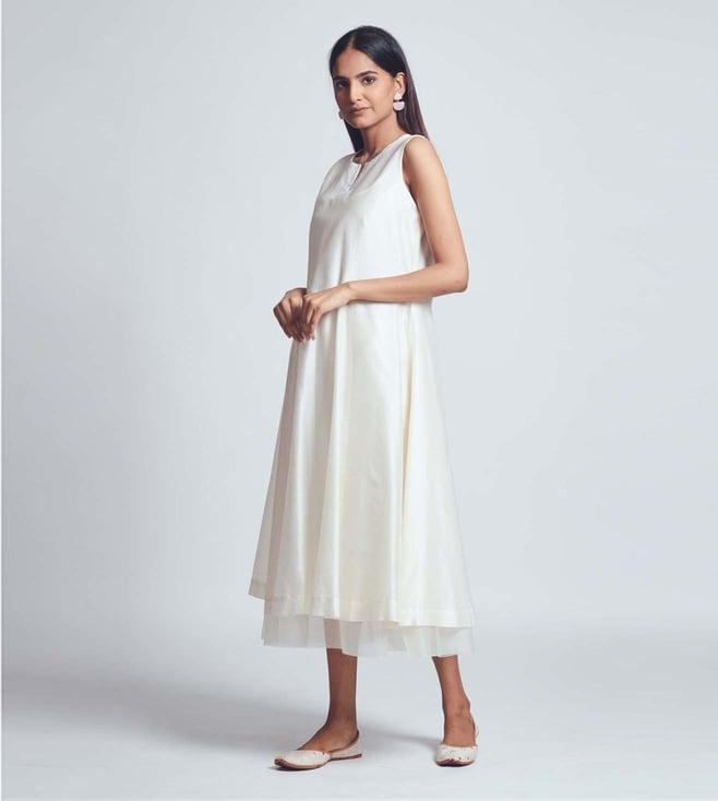 sheetal batra ayma daisy ivory two layer dress