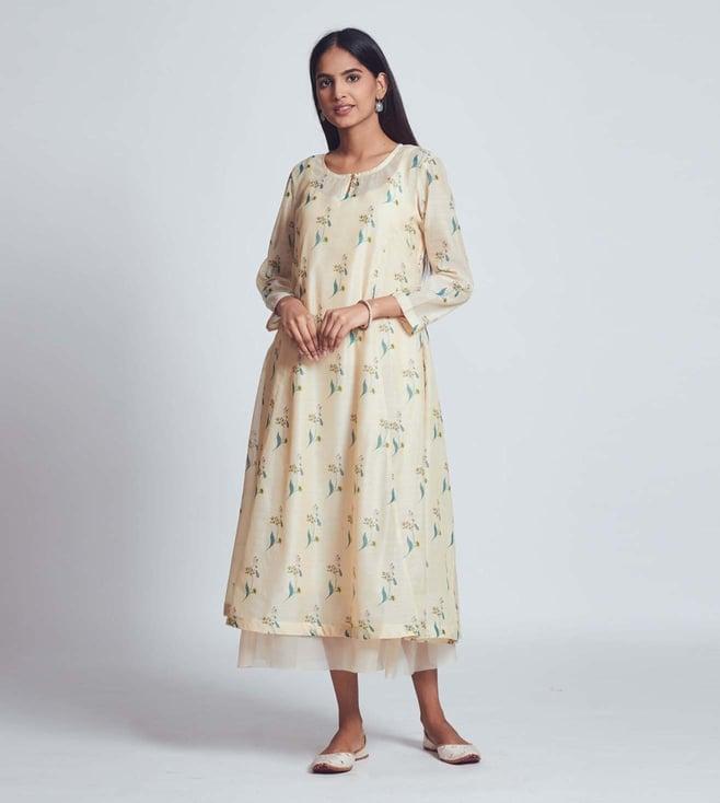 sheetal batra hiza soft beige two layer dress