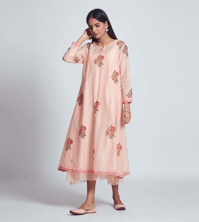 sheetal batra hifa rose peach two layer dress