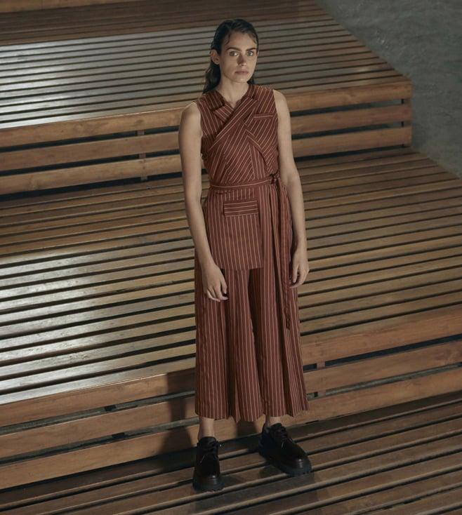 notebook brown stripes jumpsuit