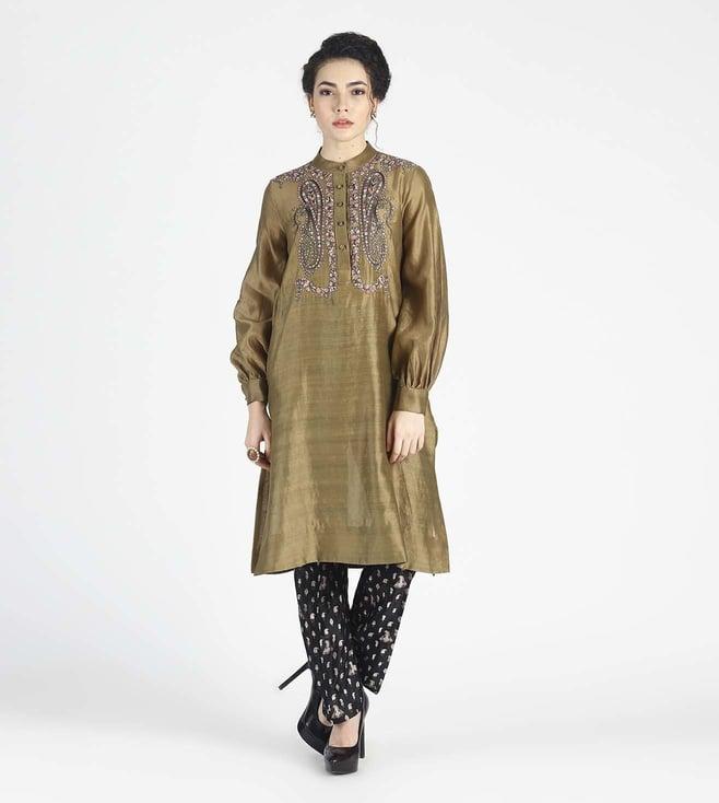 house of three kalgi pret olive kurta