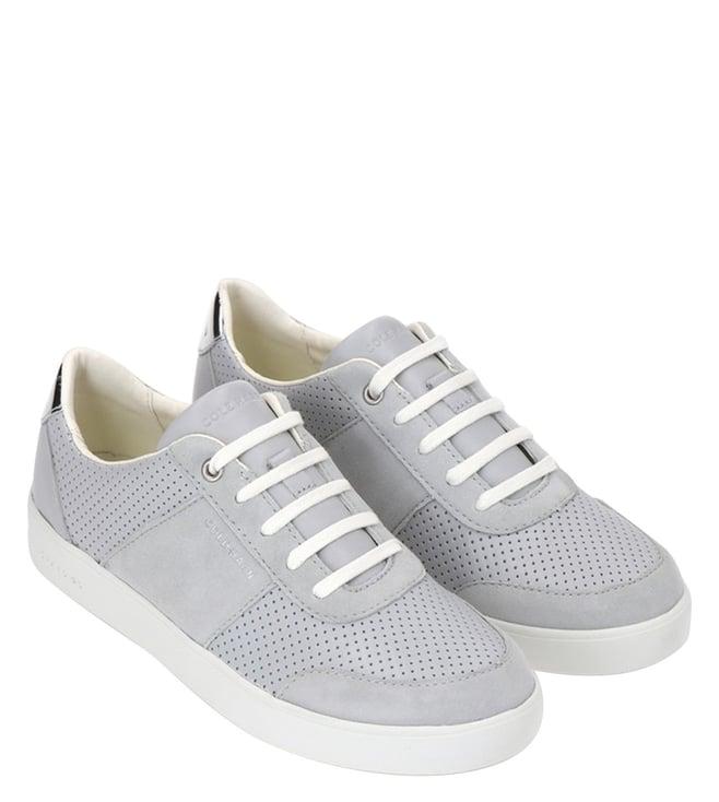 cole haan women's grand crosscourt street light grey perforated sneakers