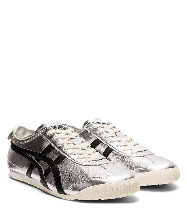 onitsuka tiger unisex mexico 66 pure silver & black sneakers