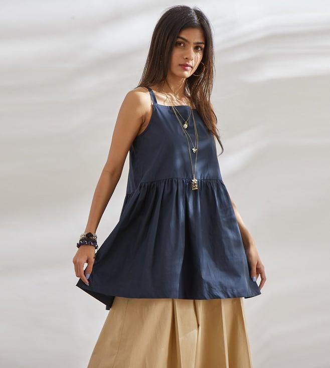 house of three diffusion navy jiva strappy top