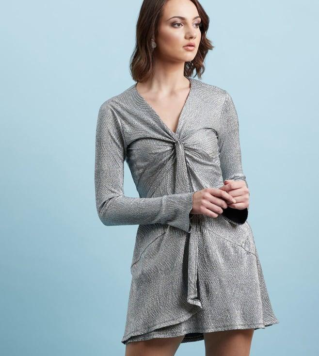 label ritu kumar silver self design short dress