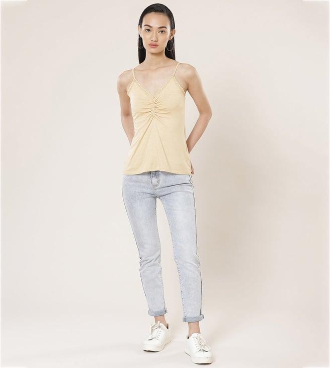 label ritu kumar beige viscose strappy camisole