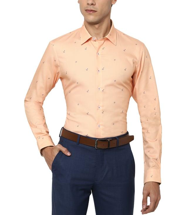 simon carter london peach printed regular fit shirt