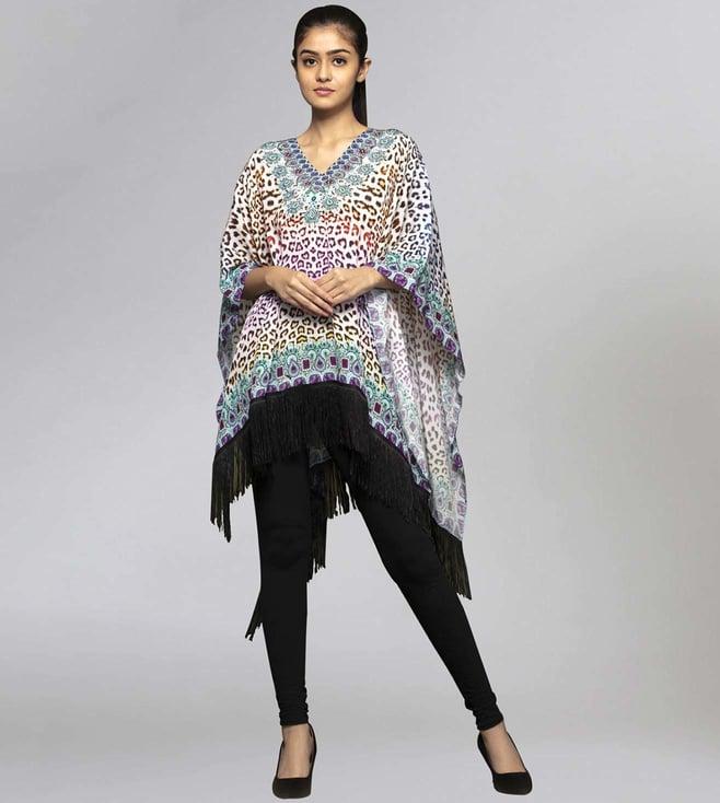 first resort by ramola bachchan multicoloured animal print kaftan tunic