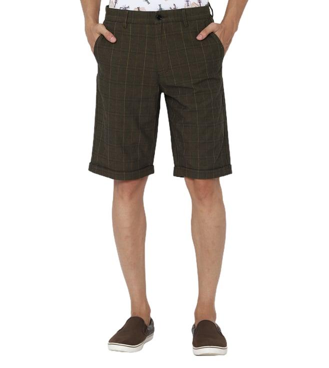 simon carter london olive checked regular fit shorts